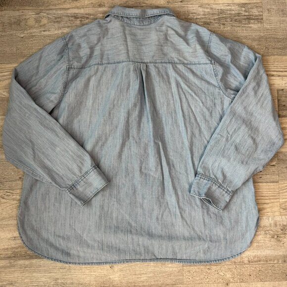 Old Navy Light Wash Denim Look Long Sleeve Button Down K41 - Picture 5 of 6